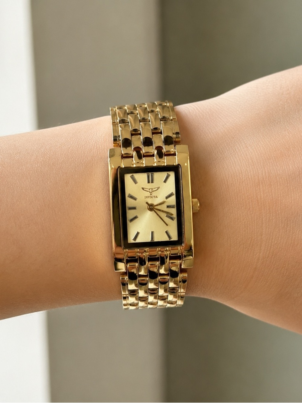 Invicta Gold-Tone Women's Rectangular Bracelet Watch